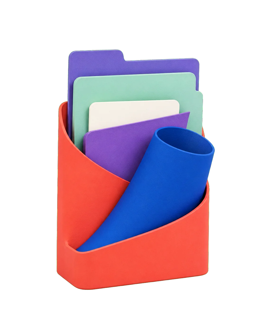 A compact arrangement of folders and acrylic dividers