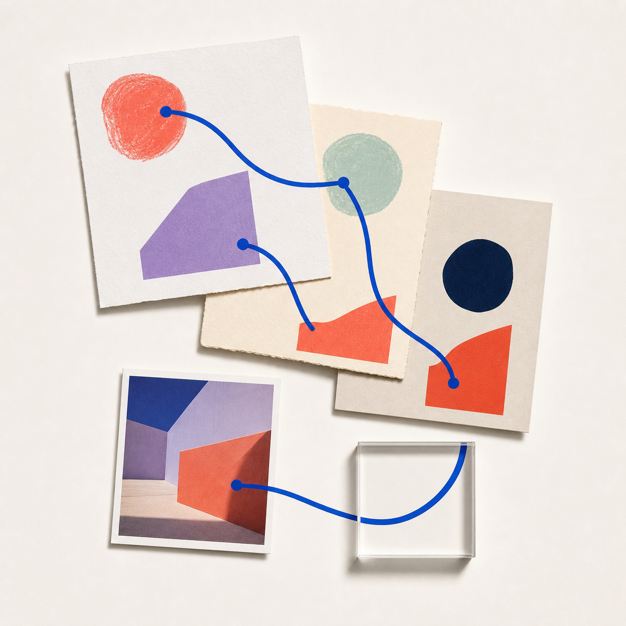 Project cards connected by a clear route